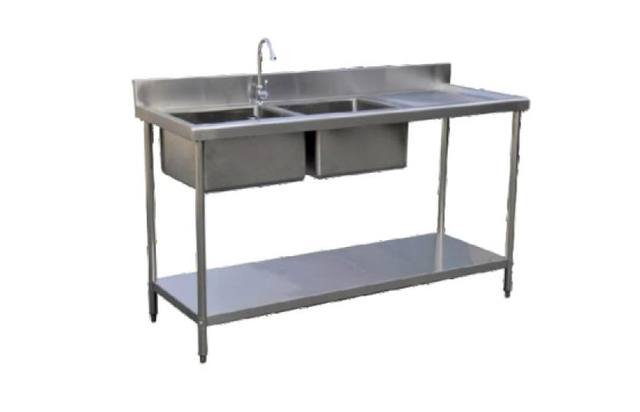 Stainless Steel Double Sink with Undershelf 