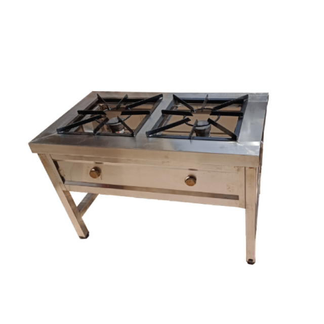 2 gas burner jiko, high pressure, stainless steel