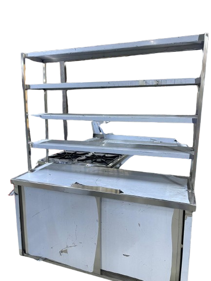 Stainless Steel Kitchen Cabinet With Four Over shelves 